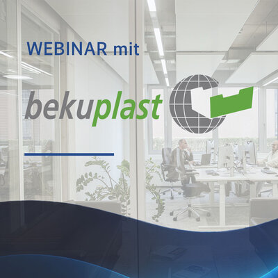 Bürobild im Hintergrund und auf dem Bild der Text: Webinar "Was kommt nach Dynamics AX?" mit Logo von Bekuplast