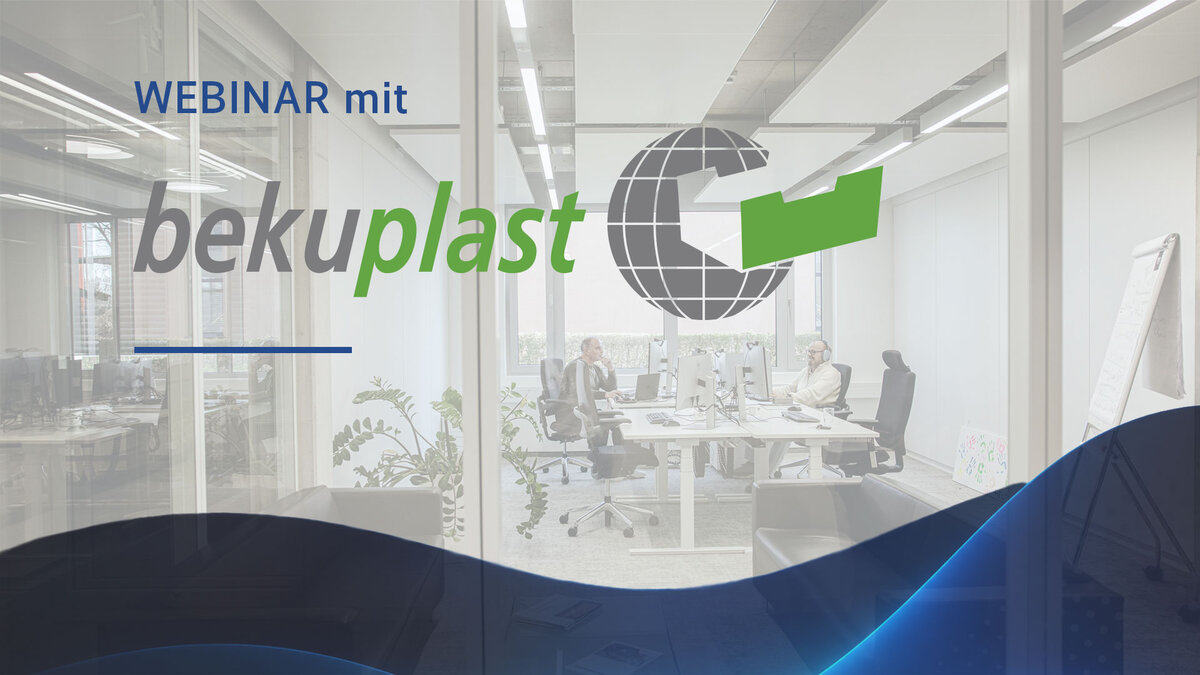 Bürobild im Hintergrund und auf dem Bild der Text: Webinar "Was kommt nach Dynamics AX?" mit Logo von Bekuplast