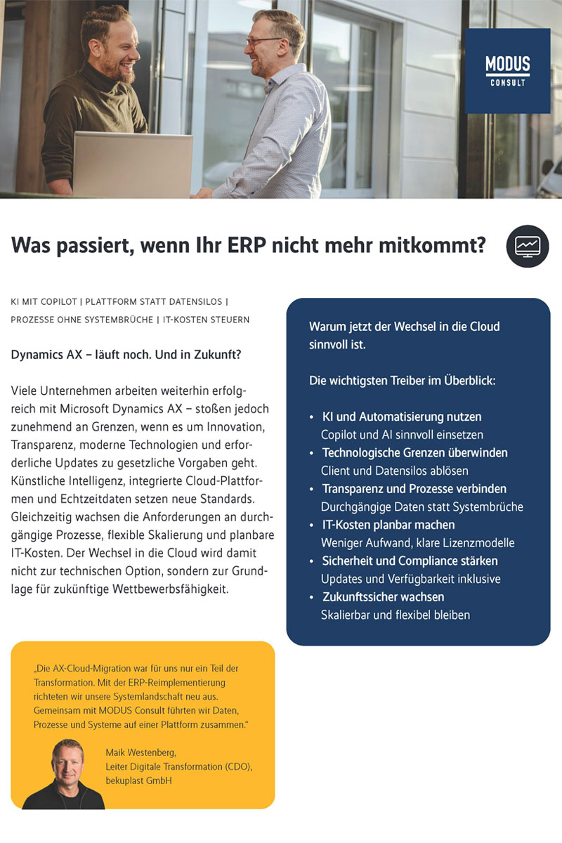 Titelblatt des Factsheets "Was passiert, wenn Ihr ERP nicht mehr mitkommt?"